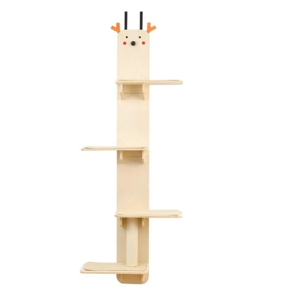 Oppsbuy Door Mounted Cat Tree Hanging Multi-Level Cat Climber Wooden Cat Shelves& Ladder