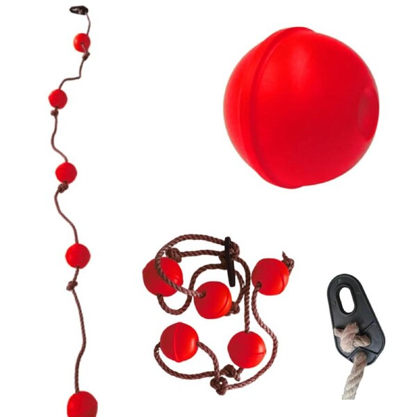 Climbing Rope with 5 Abacus Balls - Red
