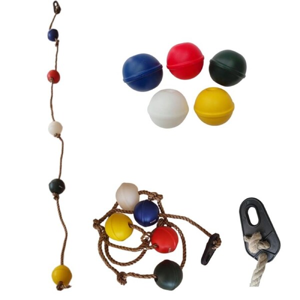 Climbing Rope with 5 Abacus Balls - Multi Coloured