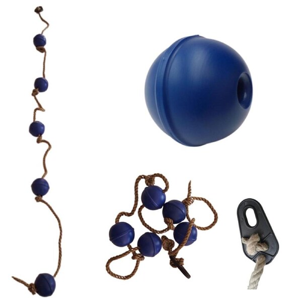 Climbing Rope with 5 Abacus Balls - Blue
