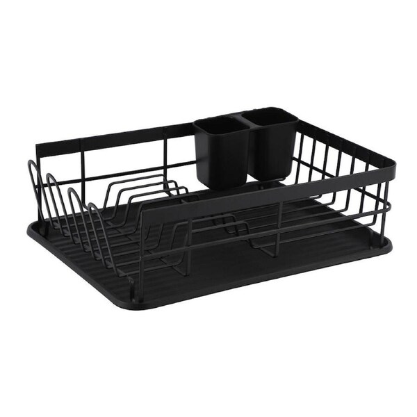 Classica Nava Dish Rack Kitchen Accessory w/Cutlery Holder Matte Black