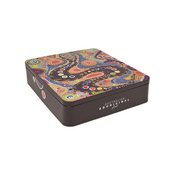 Banksia Red Decorative Tin Aboriginal Serpant Art w/Handmade Caramel Fudge 200g