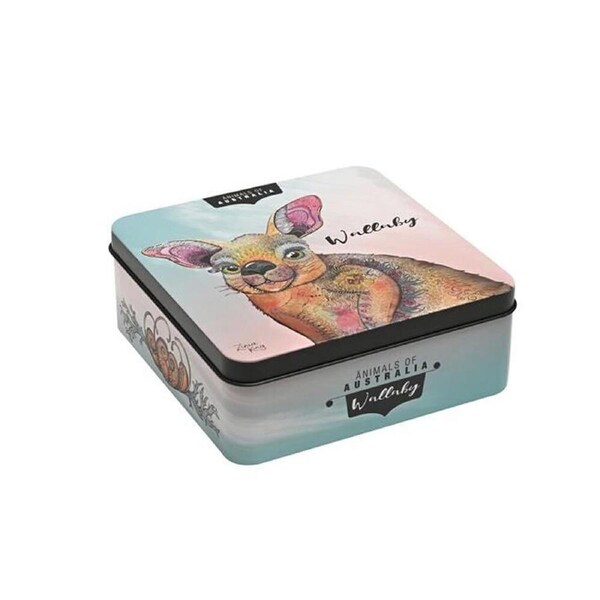 Banksia Red Wallaby Decorative Tin w/Lemon Myrtle Butter Finger Biscuits 150g