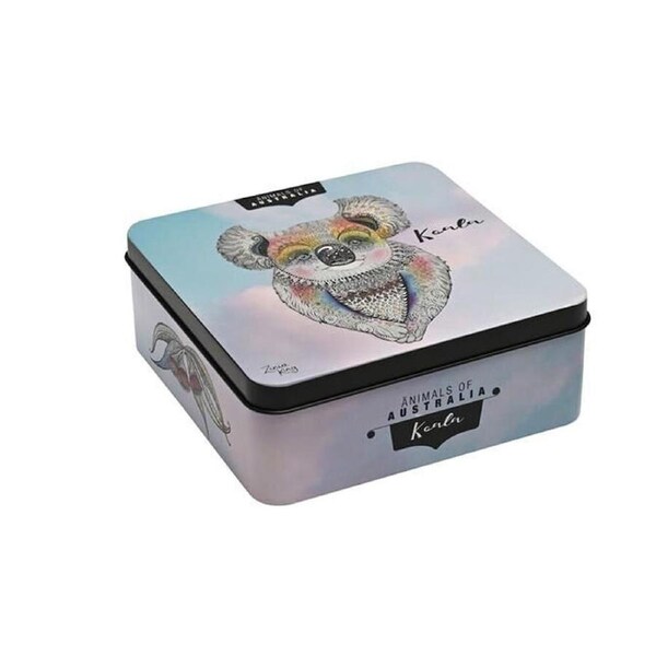 Banksia Red Koala Decorative Tin w/Lemon Myrtle Butter Finger Biscuits 150g