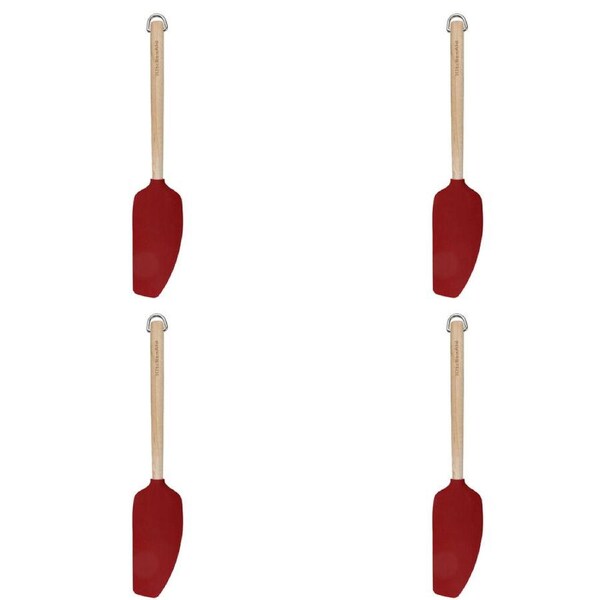 4PK KitchenAid Birchwood Handle Mixer Spatula Silicon Cooking Utensil Empire Red