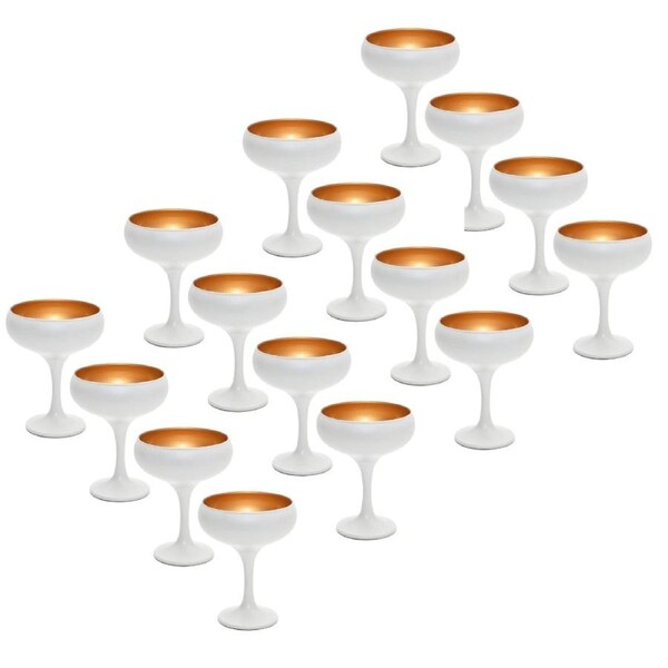 4x 4pc Art Craft Luna Coupe Champagne/Martini Glass/Flute 270ml White/Gold