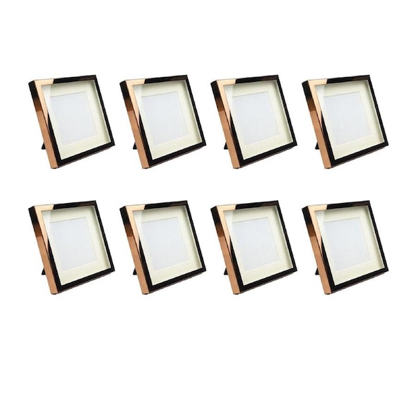 8PK Classica Rose Gold Square Picture Frame Glass/Steel Home Decoration 13x13cm