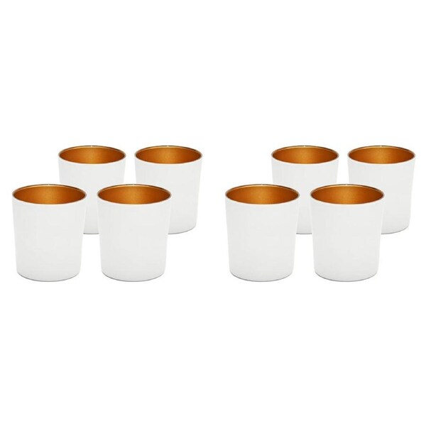 2x 4pc Art Craft Luna Metal Tumbler Set Contemporary Design 380ml White/Gold