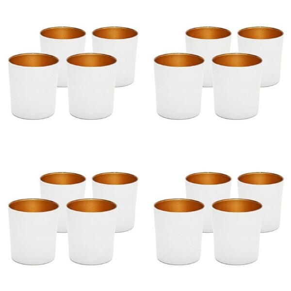 4x 4pc Art Craft Luna Metal Tumbler Set Contemporary Design 380ml White/Gold