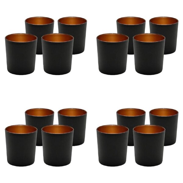 4x 4pc Art Craft Luna Metal Tumbler Set Contemporary Design 380ml Black/Gold