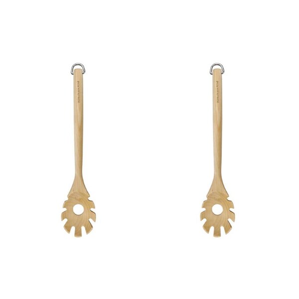 2PK KitchenAid Birchwood Pasta Server Wooden Cooking Kitchen Utensil/Tool