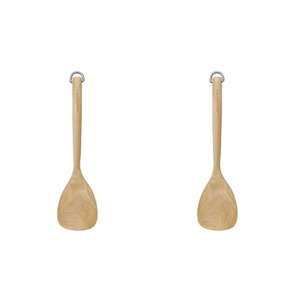 2PK KitchenAid Birchwood Short Turner Wooden Cooking/Kitchen Utensil w/Hang Loop