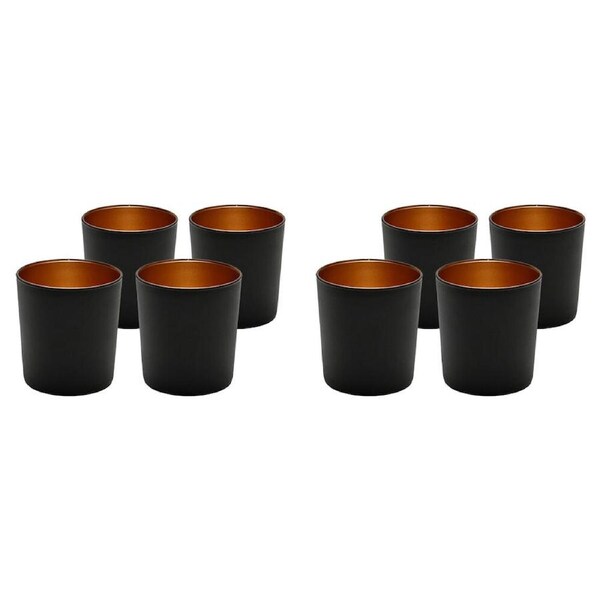 2x 4pc Art Craft Luna Metal Tumbler Set Contemporary Design 380ml Black/Gold