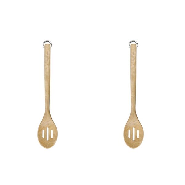 2PK KitchenAid Birchwood Slotted Spoon Natural Finish Wooden Kitchen Utensil