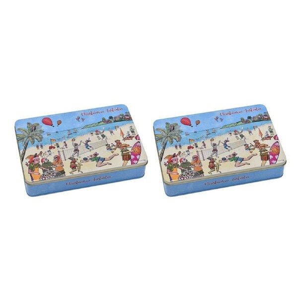 2PK Banksia Red Christmas in Australia Decor Tin w/Aussie Made Biscuits 300g