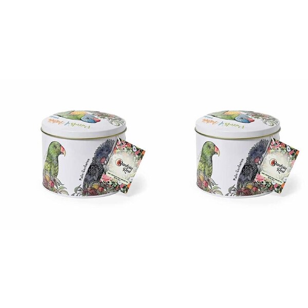 2PK Banksia Red Parrots of Australia Tin w/Dark Chocolate Fruit & Nut Mix 200g