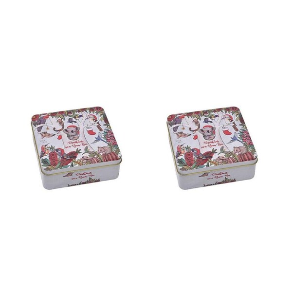 2PK Banksia Red Christmas in Gum Tree Festive Tin w/Handmade Caramel Fudge 200g