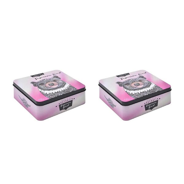 2PK Banksia Red Tasmanian Devil Decorative Tin w/Butter Finger Biscuits 150g