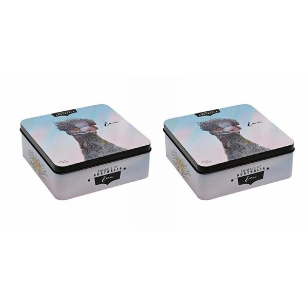 2PK Banksia Red Emu Decorative Tin w/Lemon Myrtle Butter Finger Biscuits 150g