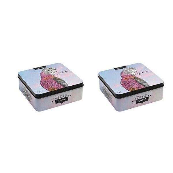 2PK Banksia Red Galah Decorative Tin w/Macadamia Butter Finger Biscuits 150g