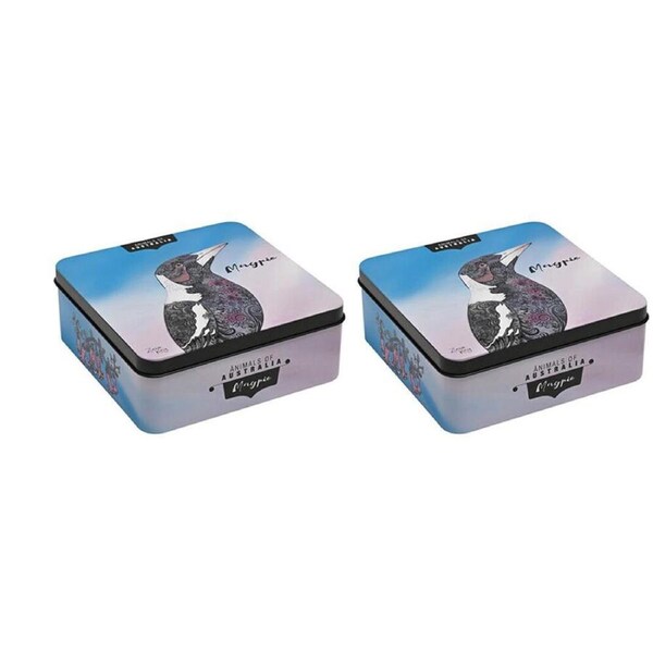 2PK Banksia Red Magpie Decorative Tin w/Lemon Myrtle Butter Finger Biscuits 150g