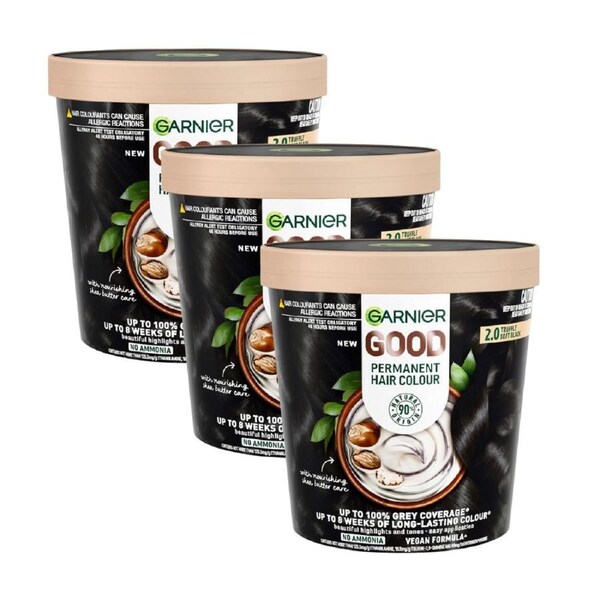3 x Garnier Permanent Hair Colour - 2.0 Truffle Soft Black