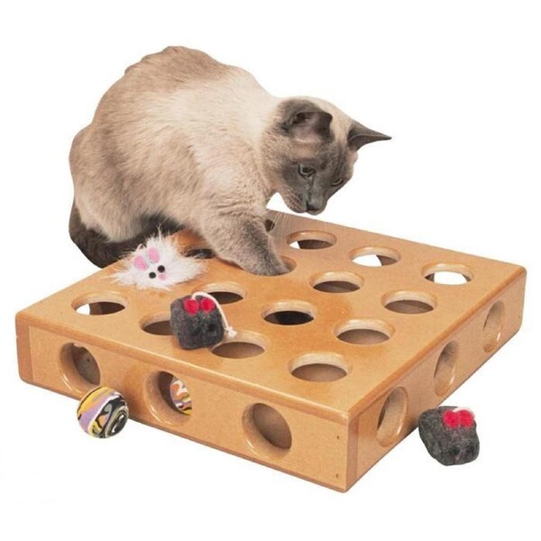 Peek-And-Prize Large Toy Box Wooden Cat Toy
