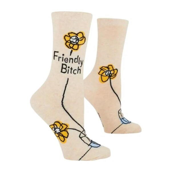 Blue Q Womens Crew Socks - Friendly Bitch