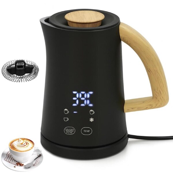 Advwin 4-in-1 Milk Frother, Electric Hot & Cold Milk Frother, Coffee Warmer/Heater with Digital Display, 500W Foam Maker with 500ml Milk Heating