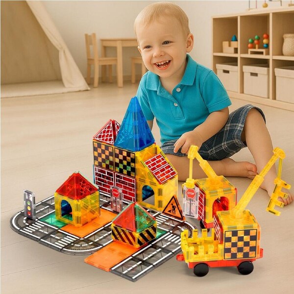 Playpals 60PCS Kids Magnetic Tiles Blocks Building Educational Toys Child Gift