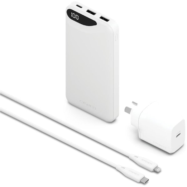 Cygnett ChargePlus Power Bank 10K and Charging Bundle - White