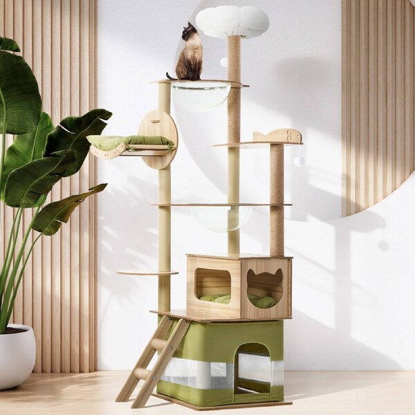 Alopet Cat Tree Tower Scratching Post Scratcher 196cm Condo House Bed Furniture