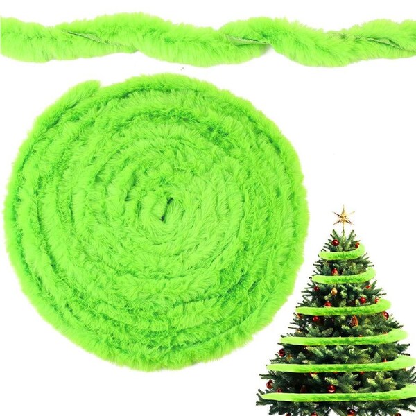 4.5m Christmas Faux Fur Ribbon Trim Fabric Roll For Christmas Tree Decor (3pcs=4.5M)