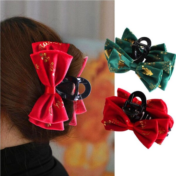 4 Pack Christmas Hair Claw Clip For Women Santa Claus Hair Accessories For Girls