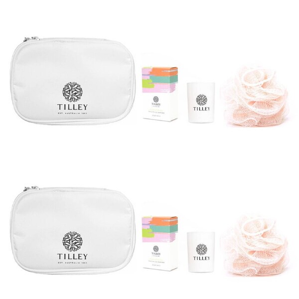 2x 3pc Tilley Classic White Pear & Freesia Pamper Set Candle Soap Loofah