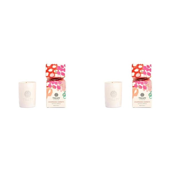2PK Tilley Classic White Festive Votive Bon Champagne Confetti Limited Edition