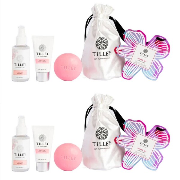 2x 3pc Tilley Classic White Body Pamper Set Mystic Musk Lotion Mist & Soap Bar