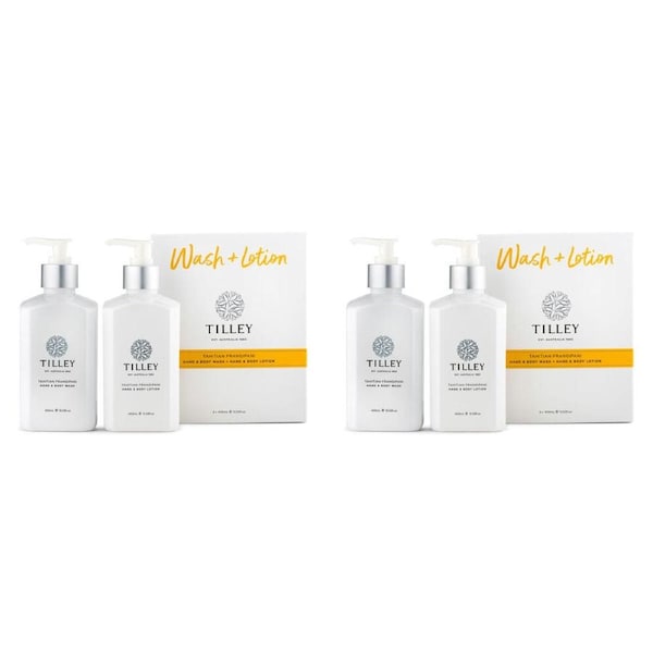 2x 2pc Tilley Classic White Tahitian Frangipani Wash & Lotion Set Hand Body