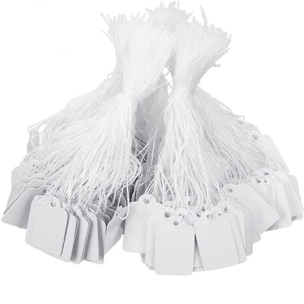 500 White Paper Tag Jewellery Price Tags White Labels Display Tags with String