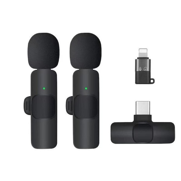 Dual Wireless Lavalier Microphone for Plug Play with Lightning Receiver