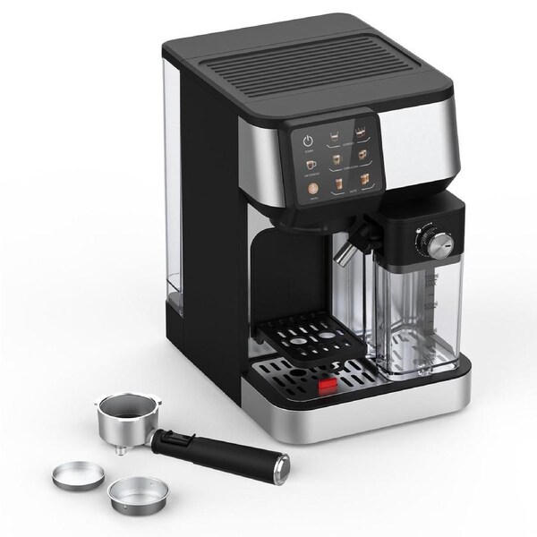 YOPOWER Espresso Coffee Machine 20Bar, Dual Boiler Milk Frother Cappuccino Maker, 2L Water Tank, 700ml Milk Container, Touch Control Panel, Automatic Latte & Espresso Maker for Home Barista Kitchen