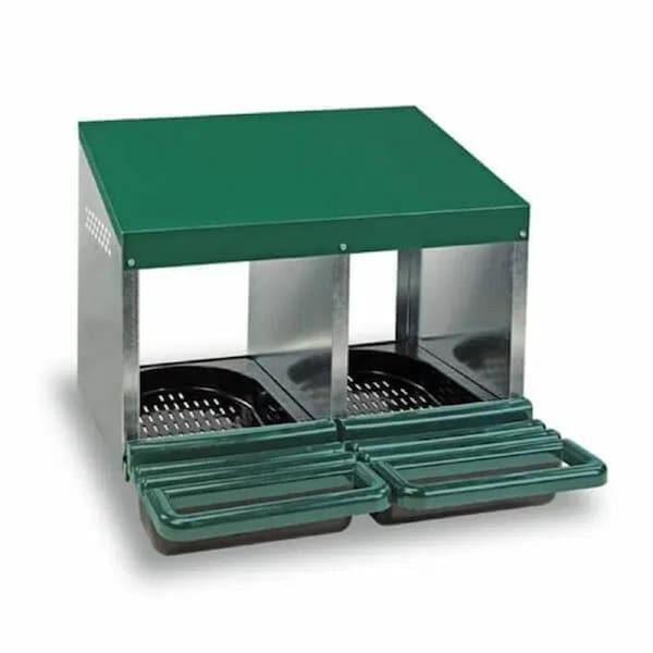 Chicken Hen Coop Hutch 2 Hole Inside Outside Roll Away Lay Egg Nesting Box
