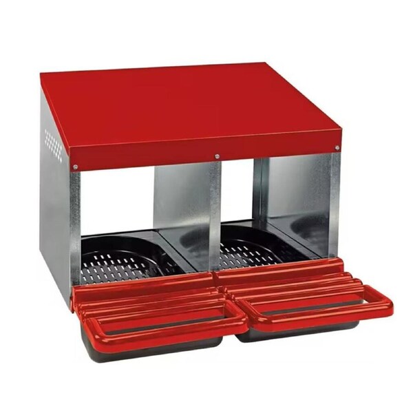 Chicken Hen Coop Hutch 2 Hole Inside Outside Roll Away Lay Egg Nesting Box
