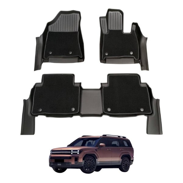 Double-Layer Car Floor Mats for Hyundai Santa Fe 7 Seater 2024-Onwards