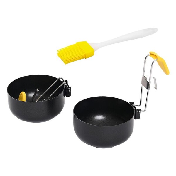 2PCS Collapsible Ear Hanging Non-Stick Heat Resistant Round Egg Steamer