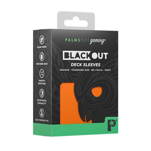 Palms Off Standard 100pc Blackout Deck Sleeves - Orange