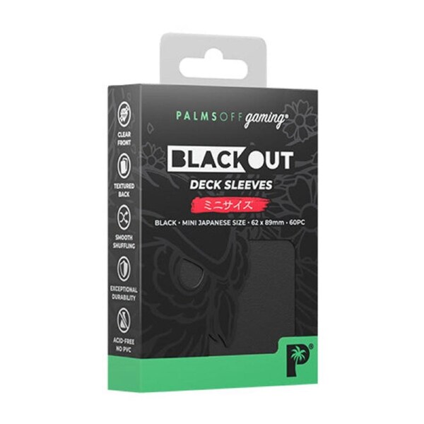Palms Off Japanese 60pc Blackout Deck Sleeves - Black