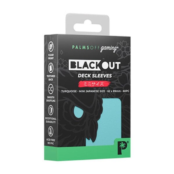 Palms Off Japanese 60pc Blackout Deck Sleeves - Turquoise