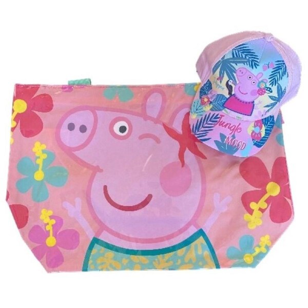 Peppa Pig Flower Kids Swimming Beach Bag 48cm Plus Baseball Cap Bundle