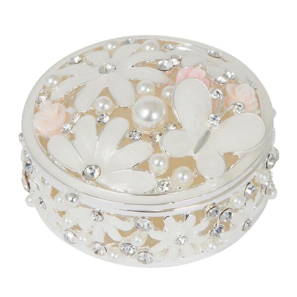 Russell Collection Jewellery Box 3cm Roses & Butterflies, Whitehill HR ER1B